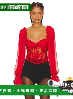 1h可退 潮奢 For Love & Lemons 女士 Sade 上衣 CT2072HO23RED