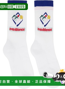1h可退 潮奢 Casablanca 男士 白色 Fuji Icon 中筒袜 APF25ACC01
