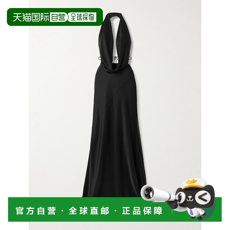 1h可退 潮奢 ALEX PERRY 女士 拼接缎面绉纱挂脖礼服 D1502PF25BL