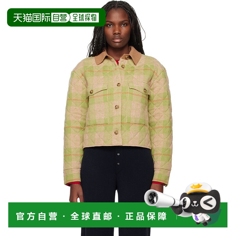 1h可退 潮奢 Guest in Residence 女士 绿色 Tartan Cropped 夹克