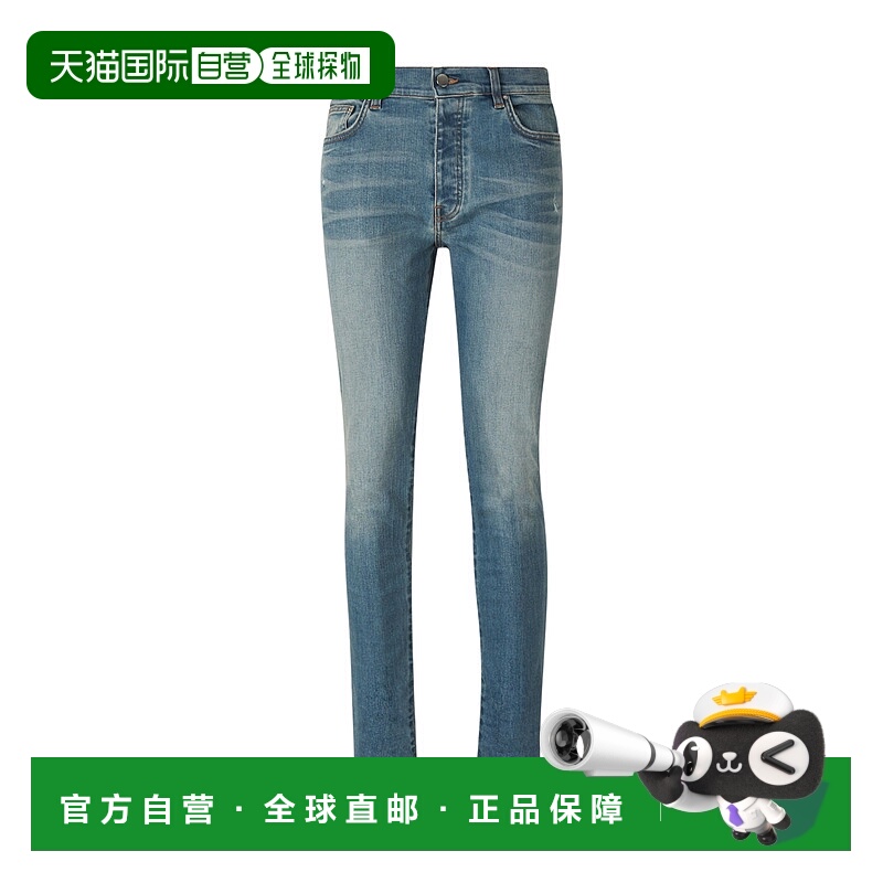 1h可退 AMIRI 男士牛仔裤 PXMD002INDIGO CO 蓝色 徽标牛仔裤