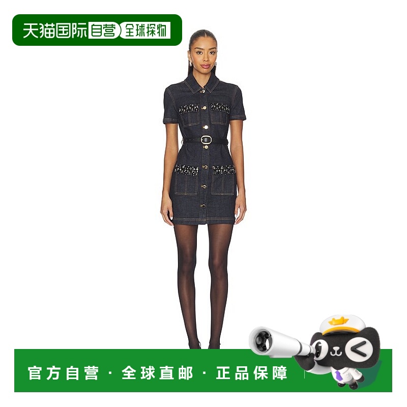 1h可退 潮奢 Self-Portrait 女士 牛仔水晶裁剪迷你连衣裙 AW2581