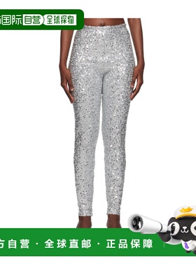 WE11DONE 女士休闲裤 WDLE323246WSV AW2023 灰色 亮片弹性腰打底