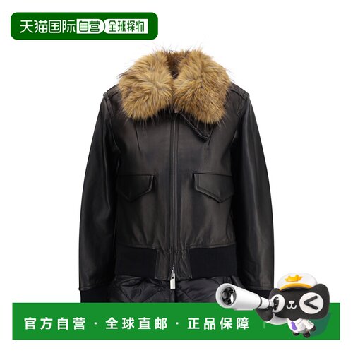 1h可退 SACAI 女士外套 2508238001 AW2025 黑色 长袖皮夹克