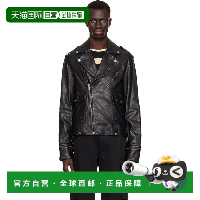 1h可退 潮奢 GOLDEN GOOSE 男士 黑色 Glossy Effect Biker 皮革