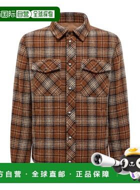 MONCLER 男士夹克 K20912F00023598X5F22 CO 棕色 格纹羊毛衬衫式