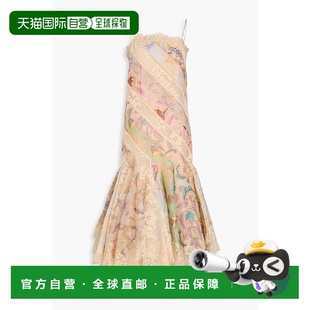 1h可退 潮奢 ZIMMERMANN 女士 Eden 印花凸纹蕾丝拼接羊毛真丝混