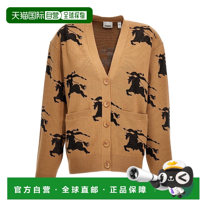 1h可退 BURBERRY 女士针织毛衣 80703281 CO 棕色 徽标针织开衫