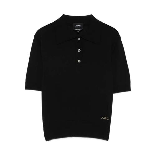 A.P.C. 女士T恤 COEZJF23479LZZ SS2026 黑色 Cotton knit polo