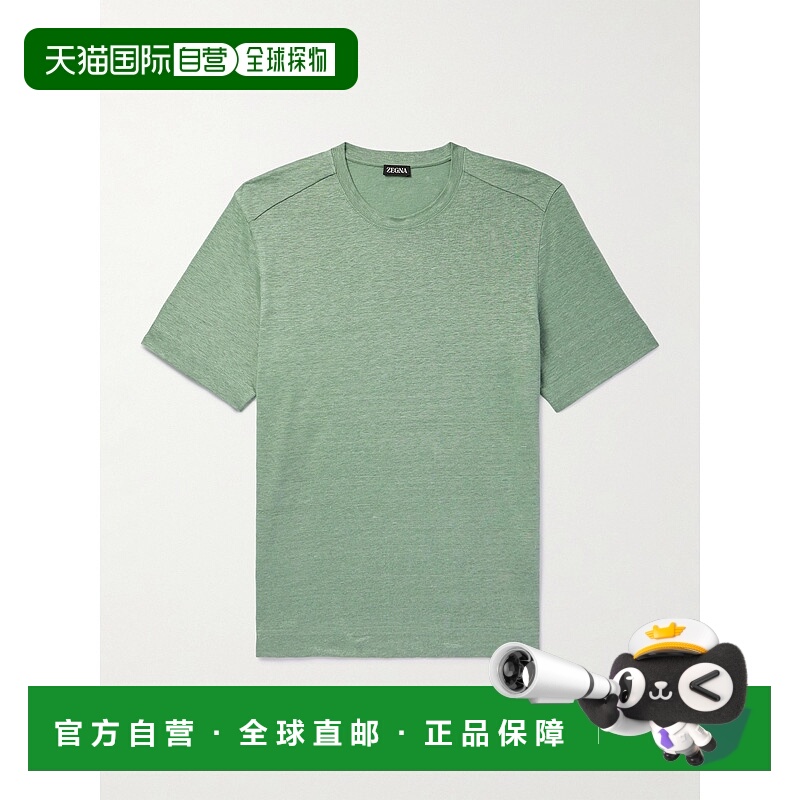 1h可退 潮奢 zegna 杰尼亚 男士 亚麻针织T恤 RUD376A7D783V04