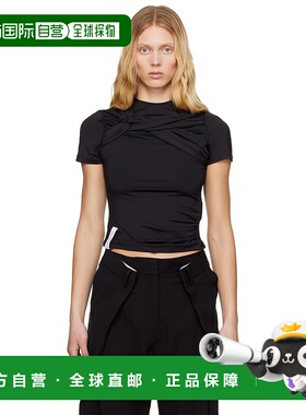 1h可退 潮奢 rokh 女士 黑色 Twisted Knot Half Sleeve T 恤 R0C