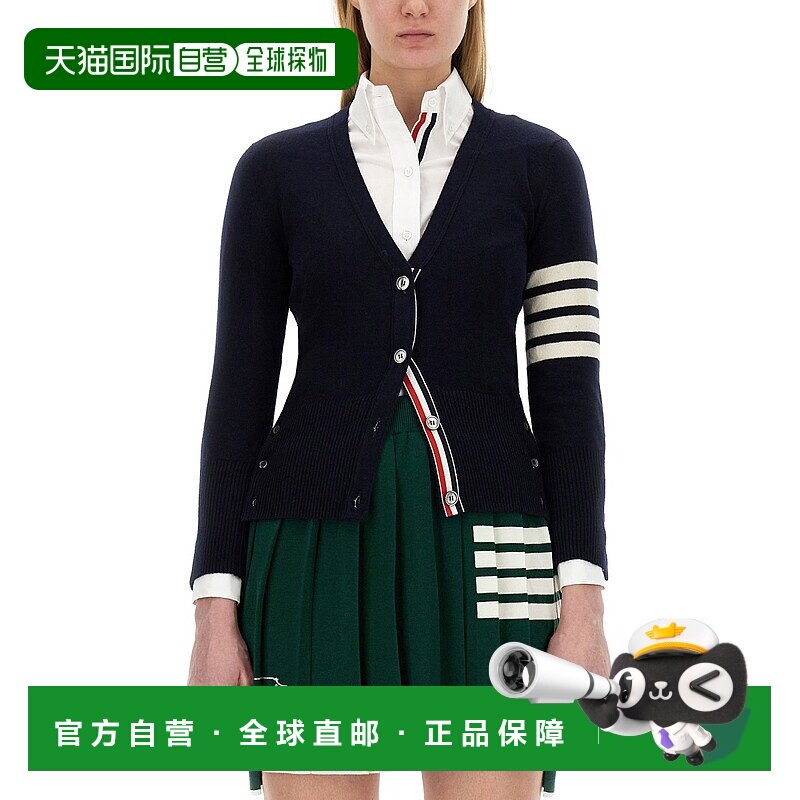 THOM BROWNE 女士针织毛衣 FKC001A00011415-0 CO 深蓝色羊绒开衫