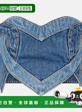 1h可退 潮奢 AREA 女士 无肩带牛仔上衣 blue蓝色 舒适时尚性感