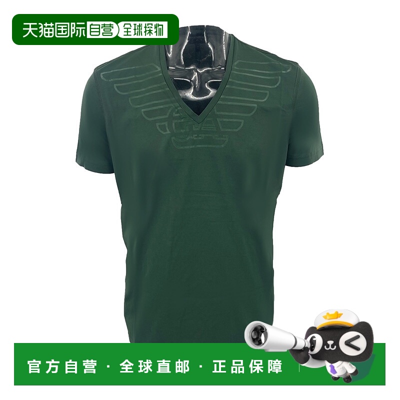 1h可退 EMPORIO ARMANI 男士T恤 VNH91BI56 AW2024 绿色 图案印花