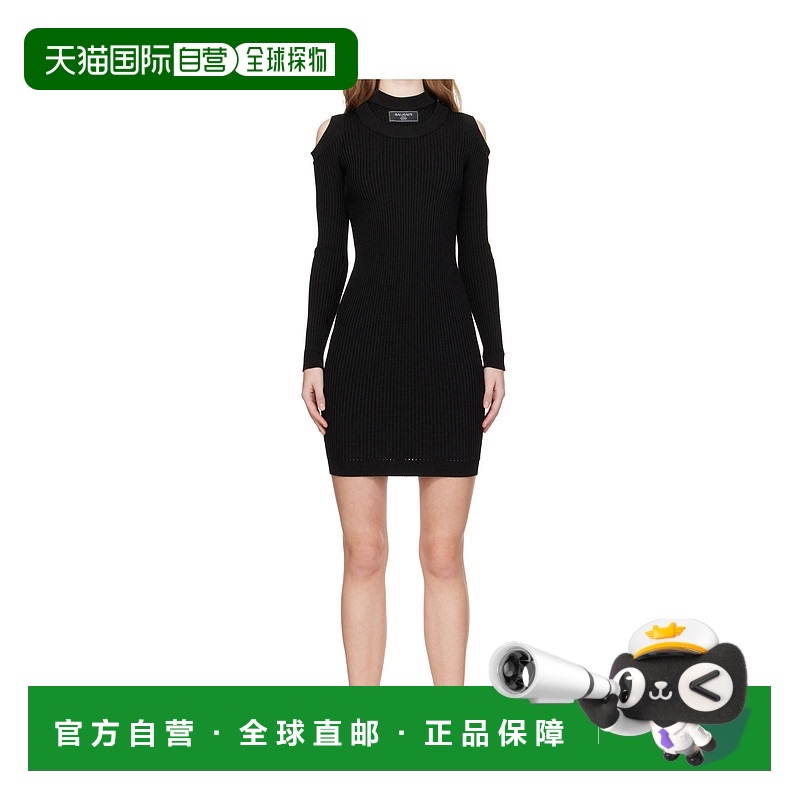 BALMAIN 女士连衣裙 EF1R8291KI100PA SS2025 黑色 长袖连衣裙