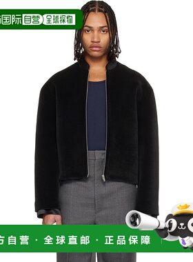 1h可退 潮奢 Jil Sander 吉尔 桑达 男士 黑色拉链飞行员夹克 J21