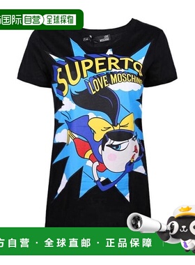 1h可退 MOSCHINO 女士衬衫 W4F9825M3049C74 SS2021 黑色 印花图T