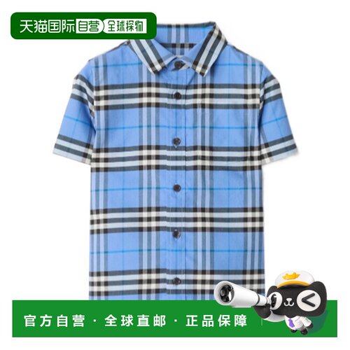 BURBERRY 男童衬衫 81179261 SS2026 蓝色 格纹衬衫