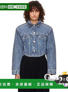 1h可退 潮奢 Pushbutton 女士 蓝色 Denim Print Cropped 夹克 PB