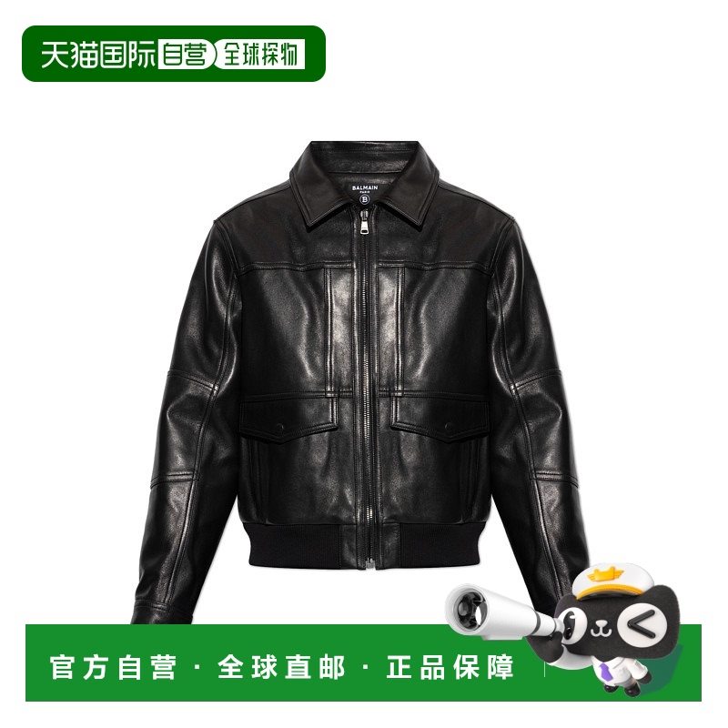 BALMAIN 男士夹克 DH0TE132LC620PA AW2024 黑色 长袖皮夹克拉链
