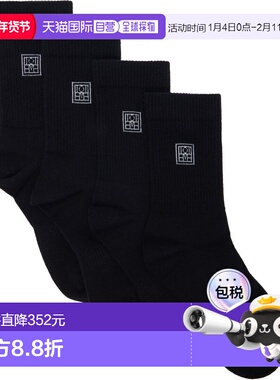 1h可退 潮奢 toteme 女士 两双装黑色花押字中筒袜 241WSG1579YA0