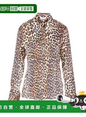 GANNI 女士衬衫 W0321943 SS2025 浅棕色 Long sleeve shirt. Leo