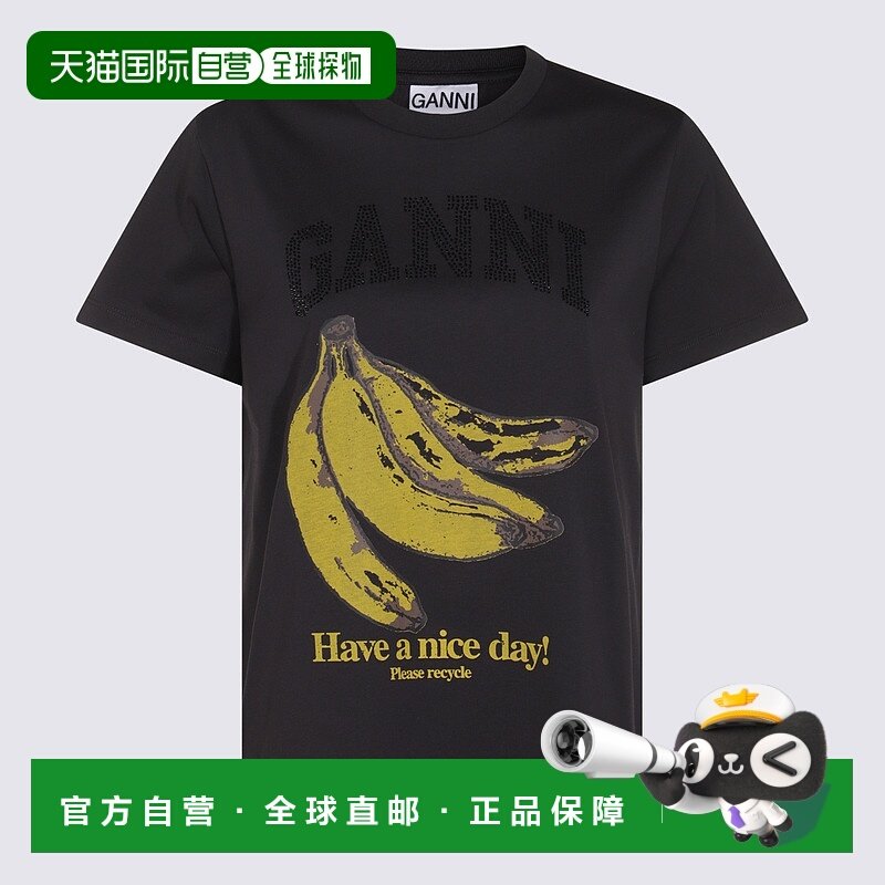 GANNI 女士T恤 T4238252 AW2025 黑色 Banana Graphic T-Shirt