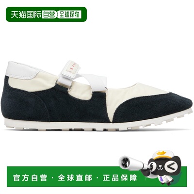 潮奢 Marni 玛尼 女士 灰白色 & 黑色魔术贴玛丽珍鞋 SNZW021000P