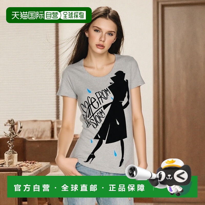 BURBERRY 女士衬衫 39658461 SS2021 灰色 圆领印花T恤