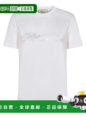 1h可退 潮奢 Blumarine 蓝色情人 女士 白色棉质T恤 P622T130A