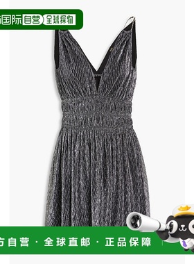 1h可退 潮奢 Maje 女士 褶皱金银锦缎迷你连衣裙 MFPRO03104SILVE