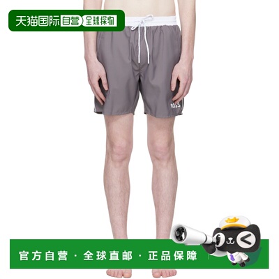 潮奢 BOSS 波士 男士 灰色 Contrast Band Logo 泳裤