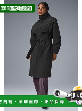 alo yoga 纯色宽松连帽单排扣风衣 女款 棕色u4038r