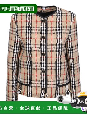 BURBERRY 女士夹克 8065309 SS2023 浅棕色 Collarless bouclÃ© j