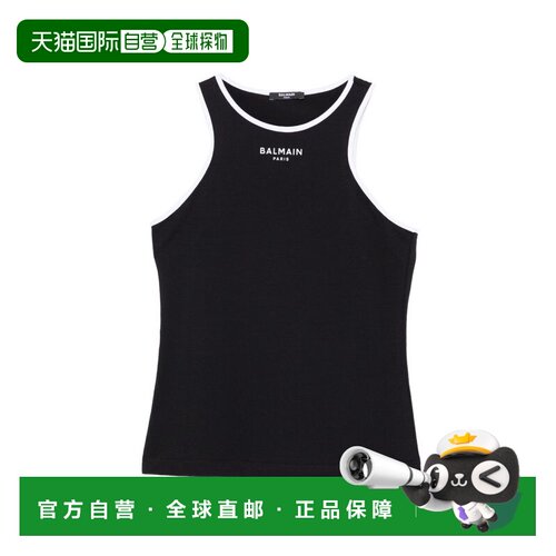 1h可退 BALMAIN 女童背心吊带 BY8A12Z3277930BC SS2026 黑色