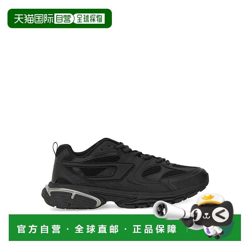1h可退 DIESEL 男士运动鞋 Y03373P0423T8013 AW2024 黑色 系带运