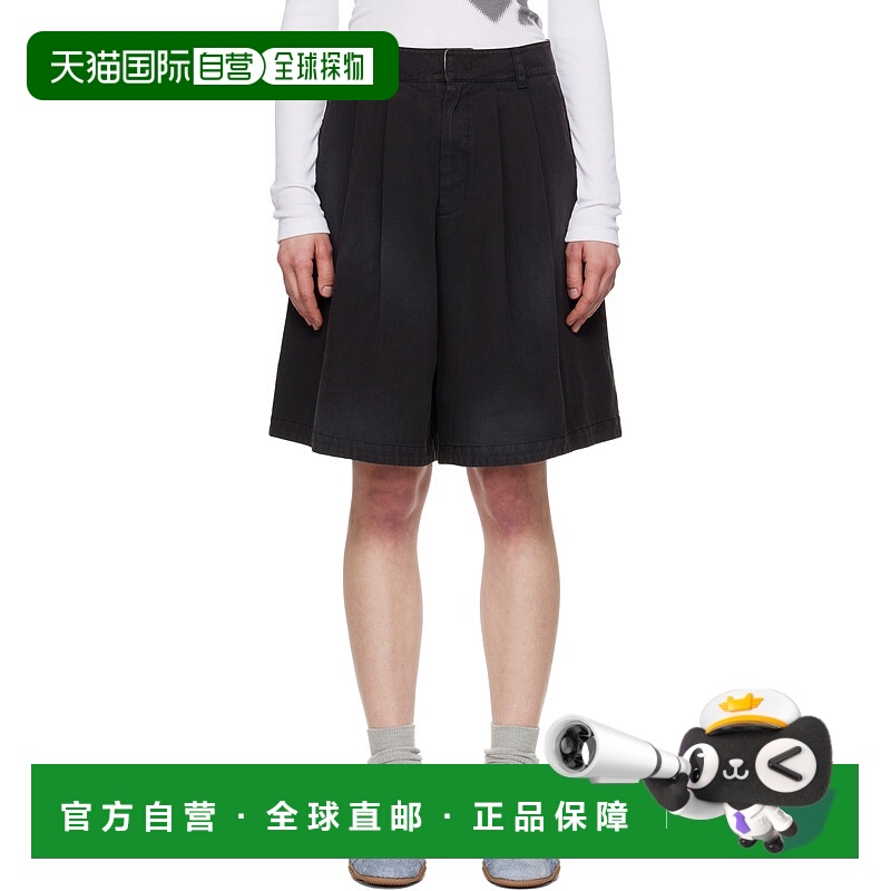 潮奢 OPEN YY 女士 黑色 Washed 百慕大短裤 YY251PT002