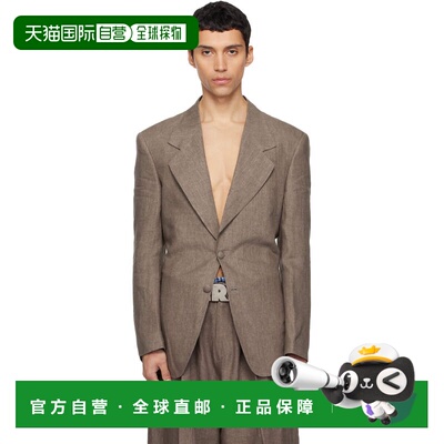 潮奢 Erl 男士 驼色 3 Button Tailored 西装外套 ERL12J003BROWN