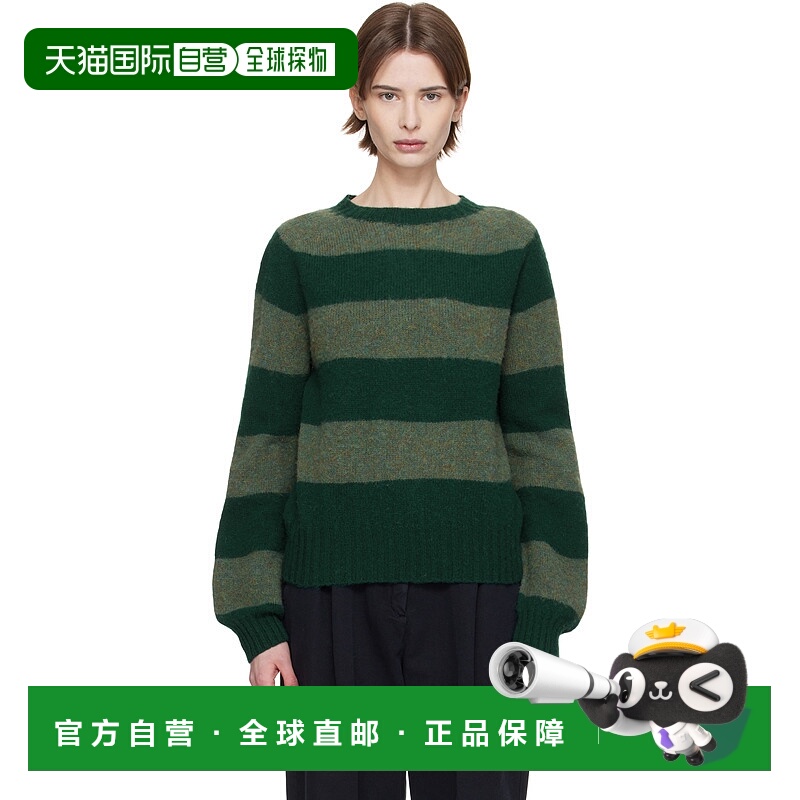 1h可退 潮奢 YMC 女士 独家发售绿色 Jets Stripe 毛衣 Q8XMB针织