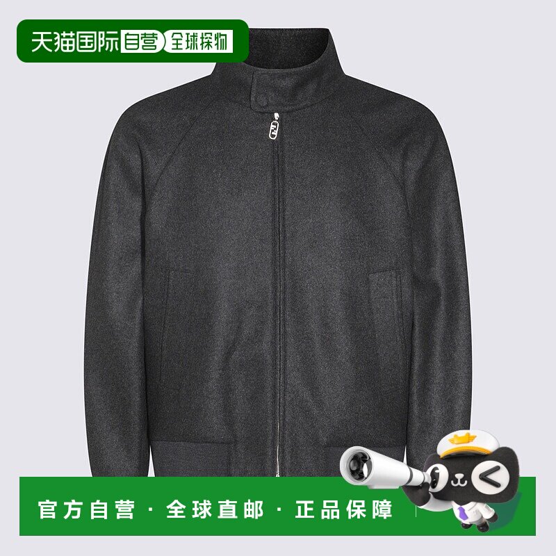 FENDI 男士夹克 FW1333APOAF0UU0 CO 灰色 羊绒飞行员夹克
