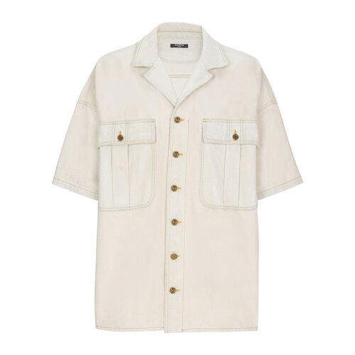 BALMAIN 男士衬衫 GH0HB060DG226DQ SS2026 白色短袖