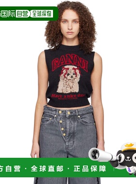 1h可退 潮奢 GANNI 甘尼 女士 黑色 Graphic Wool 马甲 A1070