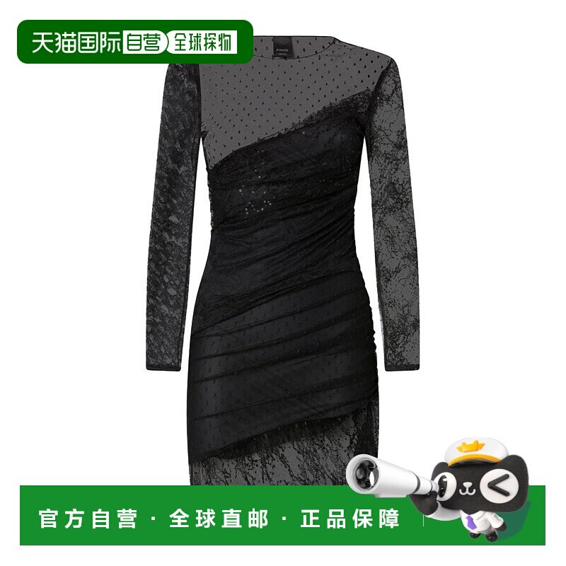 PINKO 女士连衣裙 105714A2T5Z99 AW2025 黑色 长袖连衣裙包臀裙
