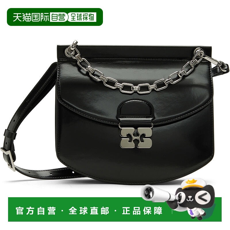 1h可退 潮奢 GANNI 甘尼 女士 黑色小号 Chain Apo-G 单肩包 A691