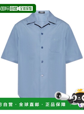 VERSACE 男士衬衫 10188431A143465UE30 SS2025蓝色短袖