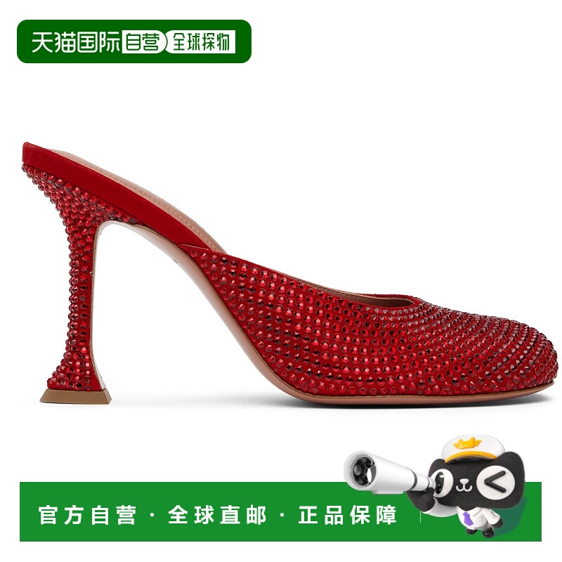 1h可退 潮奢 Amina Muaddi 女士 红色 Iris Crystal 高跟鞋 IRISC