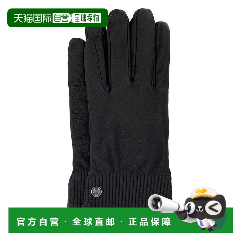 1h可退 潮奢 Canada Goose 加拿大鹅 男士 黑色皮革手套 5443L906