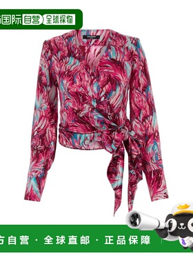 BALMAIN 女士衬衫 DF1HU270SE04ODF SS2024 红色 印花长袖衬衫