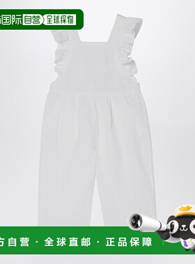 1h可退 潮奢 il gufo 女童 白色亚麻工装荷叶边服装童装 P25ST098