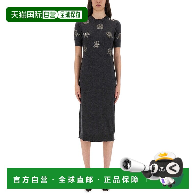 FENDI 女士连衣裙 FZDD33ATPRF1RXE CO 黑色 刺绣羊毛连衣裙